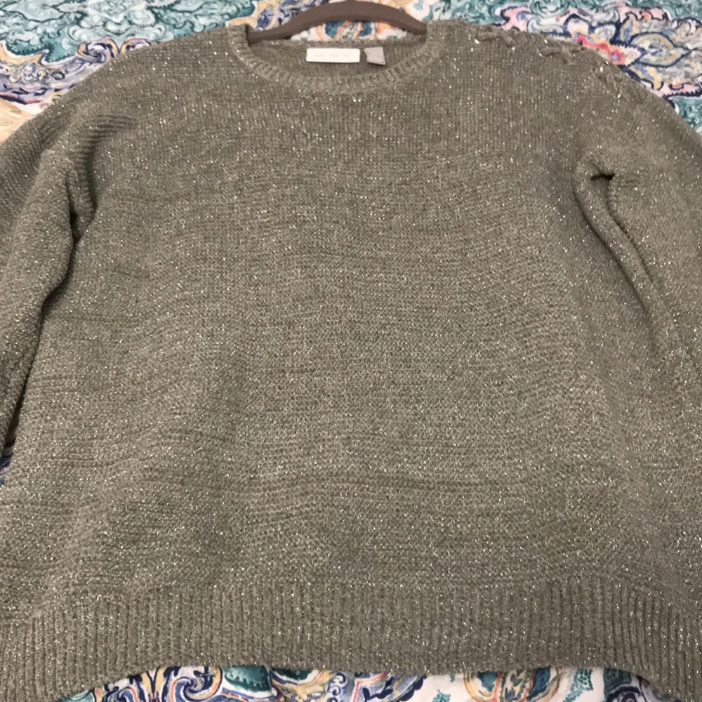 Green speckled sweater